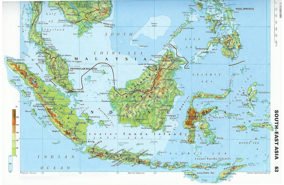 карта Малайзии топографическая