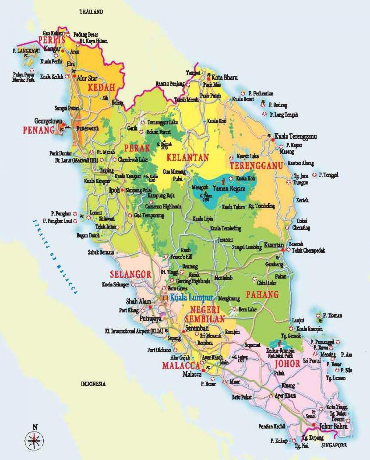 карта Западной Малайзии