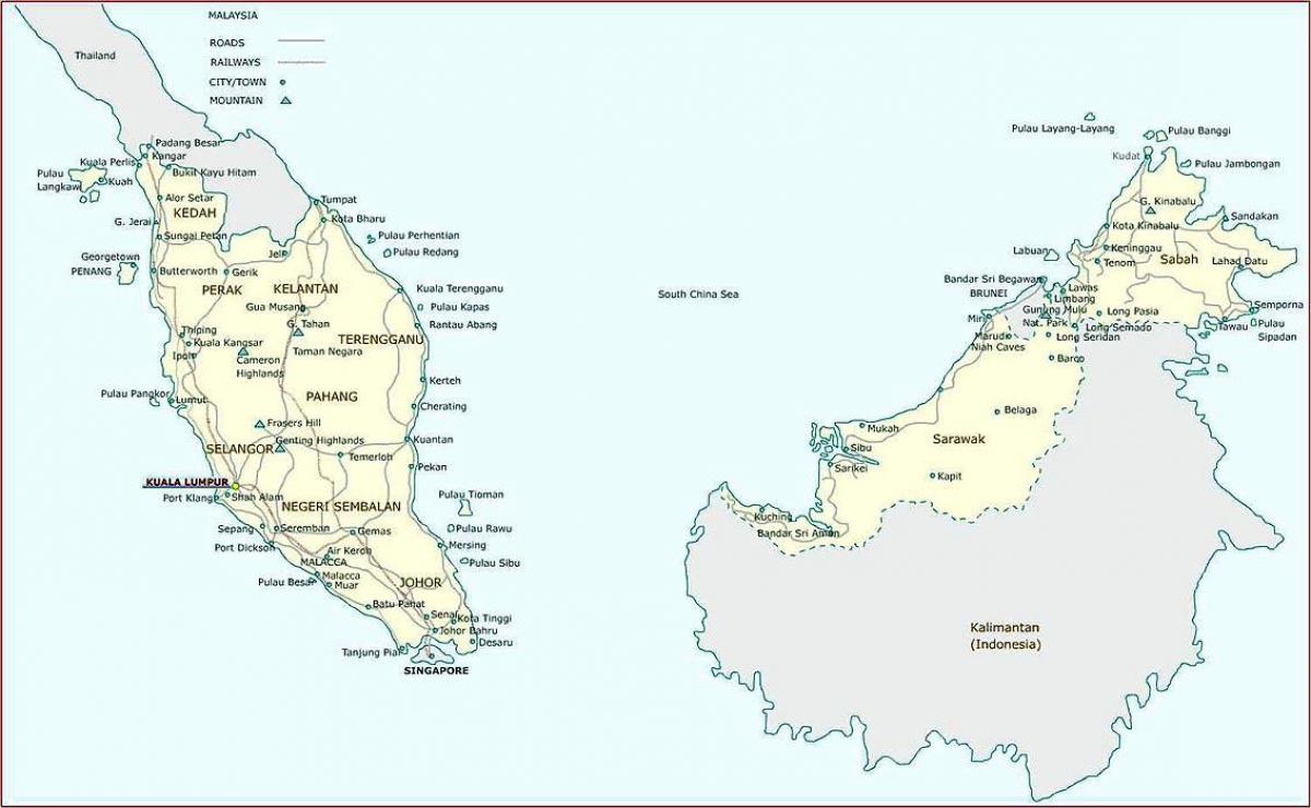 подробная карта Малайзии