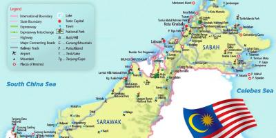 Карта Восточной Малайзии
