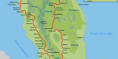 КТМ маршрут на карте Малайзии